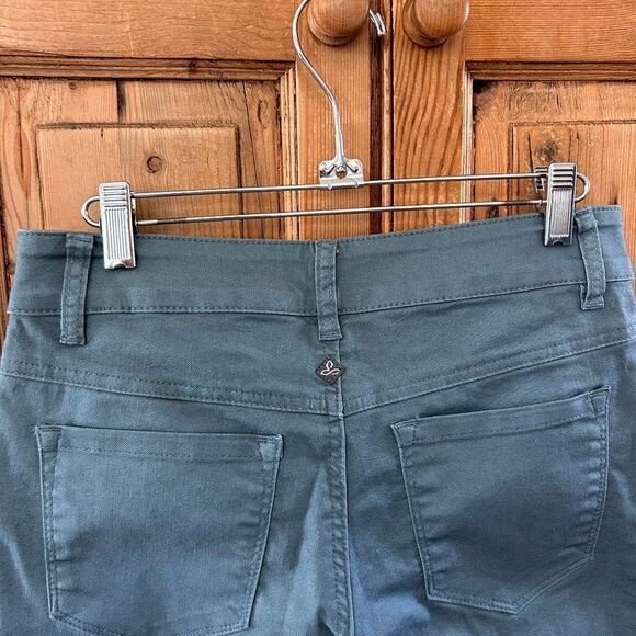 prAna size 6/28 Skinny Leg Cropped Jeans Carlotta Crop Pants Starling Green Blue - Picture 6 of 7